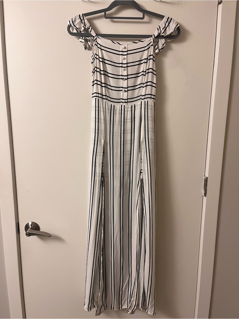 Showpo White Off-Shoulder Striped Romper